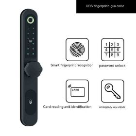 Fingerprint Lock Password Lock Credit Card Sensing Electronic Lock (Option: Black Round Handle Fingerprint)