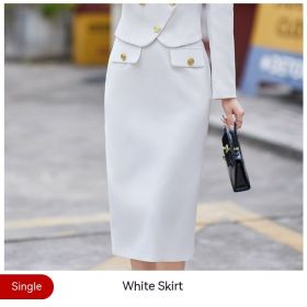 New Temperament Leisure Formal White Blazer For Women (Option: White Skirt-M)