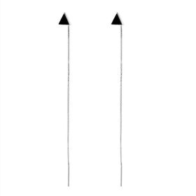 S925 Sterling Silver Black Triangle Hanging Earrings (Option: Black-925 Silver)