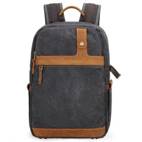 Camera Backpack Waterproof Batik Canvas Camera Bag (Color: Dark grey)
