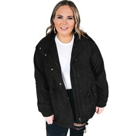 Plus Size Women's Jacket Coat Loose (Option: Black-4XL)